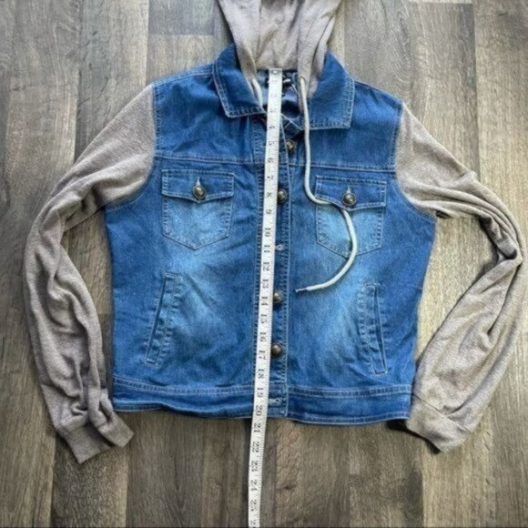 Audrey Ann Denim Hooded Jacket Size M Jean Jacket - Picture 6 of 11